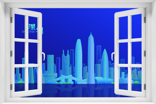 Vector illustration of landmark buildings in Shenzhen, China