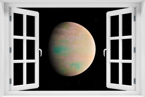 Fototapeta Naklejka Na Ścianę Okno 3D - Planet in space, surface of an alien planet, space landscape, exoplanet 3d rendering.