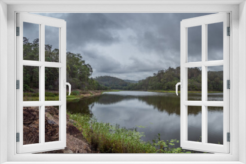 Fototapeta Naklejka Na Ścianę Okno 3D - Lakeside Panorama with Stormy Weather
