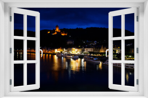 Cochem, Germany, beautiful historical town on romantic Moselle river, city view with Reichsburg castle on a hill