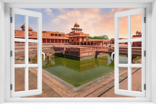 Fototapeta Naklejka Na Ścianę Okno 3D - Fatehpur Sikri medieval city architecture made of red sandstone at Agra India. Fatehpur Sikri is a UNESCO World Heritage site
