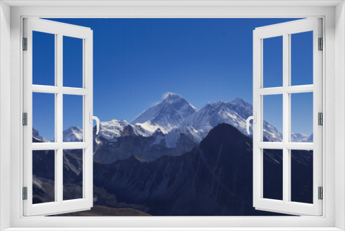 Fototapeta Naklejka Na Ścianę Okno 3D - Summit of Mount Everest photographed from Gokyo Ri. One of the best view points on Everest. 