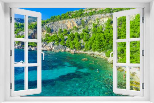 Fototapeta Naklejka Na Ścianę Okno 3D - Crystalline water of Malo Zarace Beach, Hvar Island, Croatia