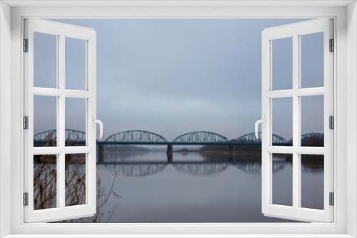 Fototapeta Naklejka Na Ścianę Okno 3D - Steel road bridge over the Vistula River at Nowy Dwór Mazowiecki