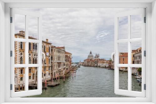 Fototapeta Naklejka Na Ścianę Okno 3D - The grand canal in Venice Italy looking towards Basilica di Santa Maria della Salute from Acadamia Bridge