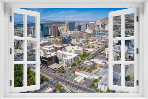 Fototapeta Naklejka Na Ścianę Okno 3D - Aerial View of Salt Lake City, Utah in early Autumn