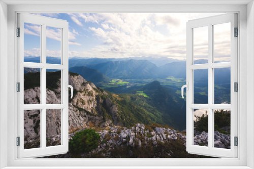 Fototapeta Naklejka Na Ścianę Okno 3D - View of Lake Altaussee from Mount Trisselwand, Austria.