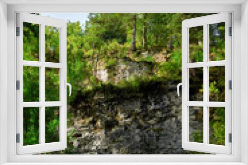 Fototapeta Naklejka Na Ścianę Okno 3D - forest and rocks