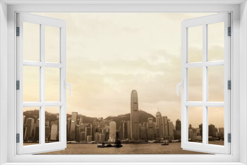 Fototapeta Naklejka Na Ścianę Okno 3D - Incredibe Hong Kong City Skyline at Victoria Harbour