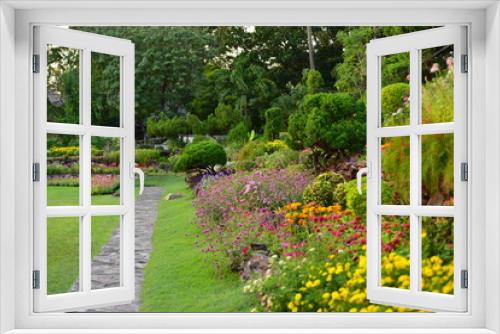 Fototapeta Naklejka Na Ścianę Okno 3D - Spring Formal Garden. Beautiful garden of colorful flowers.Landscaped Formal Garden. Park. Beautiful Garden	