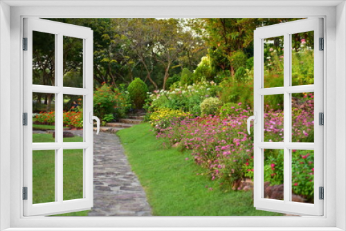 Fototapeta Naklejka Na Ścianę Okno 3D - Spring Formal Garden. Beautiful garden of colorful flowers.Landscaped Formal Garden. Park. Beautiful Garden	