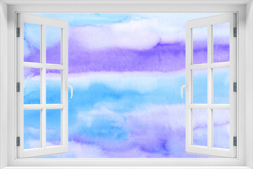 Fototapeta Naklejka Na Ścianę Okno 3D - Watercolor light blue and purple background painting texture. Colorful pastel soft backdrop. Stains on paper.