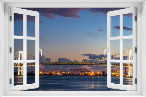 Fototapeta Naklejka Na Ścianę Okno 3D - 東京都港区竹芝から見た東京湾の夕景