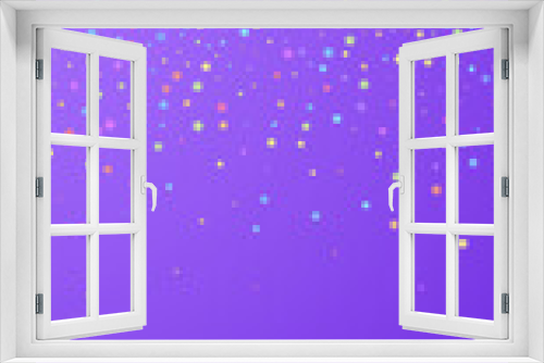 Festive grand confetti. Celebration stars. Colorful stars dense on violet background. Great festive overlay template. Vertical vector background.