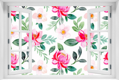Fototapeta Naklejka Na Ścianę Okno 3D - Seamless pattern of beautiful pink floral watercolor
