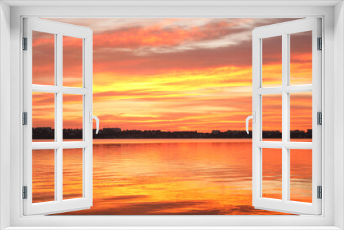 Fototapeta Naklejka Na Ścianę Okno 3D - Picturesque view of beautiful sunset over river. Nature healing power