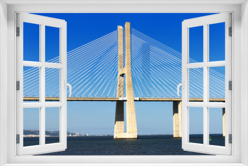 Fototapeta Naklejka Na Ścianę Okno 3D - Vasco da Gama bridge, Lisbon, Portugal