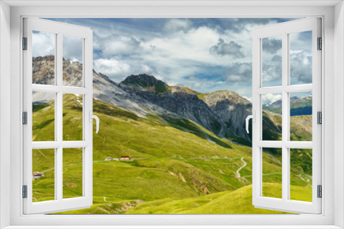 Fototapeta Naklejka Na Ścianę Okno 3D - Mountain landscape along the road to Stelvio pass (Lombardy) at summer