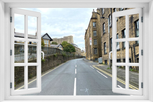 Fototapeta Naklejka Na Ścianę Okno 3D - Looking up, Grattan Road, in the centre of, Bradford, Yorkshire, UK