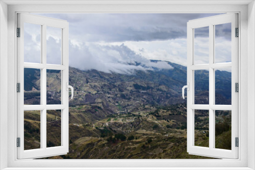 Fototapeta Naklejka Na Ścianę Okno 3D - Beautiful cultivated valley in the Rio Toachi Canyon along the Quilotoa Loop Trek, Quilotoa, Ecuador