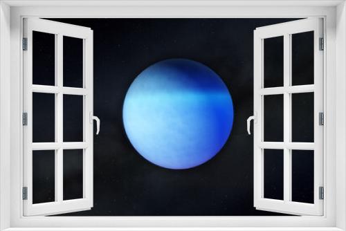 Fototapeta Naklejka Na Ścianę Okno 3D - Planet Uranus 3D, Solar System, Solar System Planets, Stars, 3D Rendering, Sky and Space, Blue Gaseous Planet