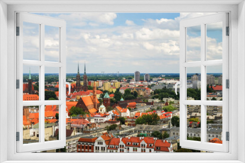 Fototapeta Naklejka Na Ścianę Okno 3D - Panorama view from tower, birds eye, Wroclaw