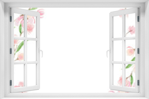 Fototapeta Naklejka Na Ścianę Okno 3D - 桜の水彩画フレーム　春　ガーリー