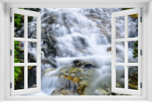 Fototapeta Naklejka Na Ścianę Okno 3D - River in the mountains with a beautiful waterfall