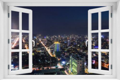 Fototapeta Naklejka Na Ścianę Okno 3D - Night view from Skyscrape in Cambodia
