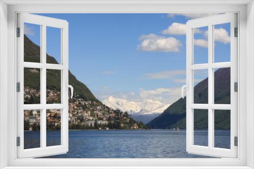 Fototapeta Naklejka Na Ścianę Okno 3D - View of Lugano lake, Switzerland