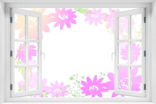 Fototapeta Naklejka Na Ścianę Okno 3D - ピンクのお花のフレーム