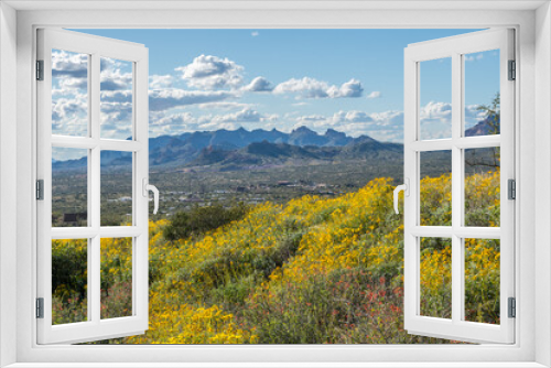 Fototapeta Naklejka Na Ścianę Okno 3D - An overlooking view of nature in Lost Dutchman SP, Arizona
