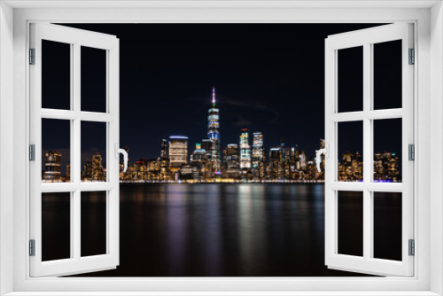 Fototapeta Naklejka Na Ścianę Okno 3D - New York City Night Skyline