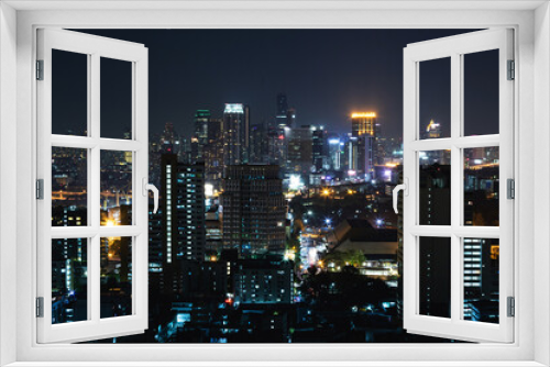 Fototapeta Naklejka Na Ścianę Okno 3D - Modern Bangkok city at night