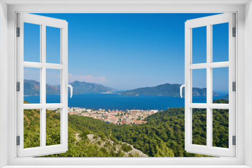 Fototapeta Naklejka Na Ścianę Okno 3D - Amazing top view on Marmaris Turkey resort near the Mediterranean Sea.
