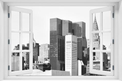 Fototapeta Naklejka Na Ścianę Okno 3D - Black and white picture of New York City diverse architecture, USA.