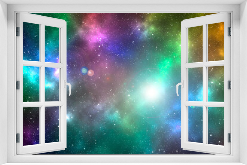 Fototapeta Naklejka Na Ścianę Okno 3D - Colorful nebula in deep dark space