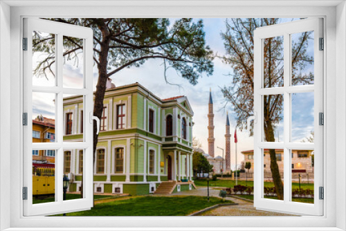 Fototapeta Naklejka Na Ścianę Okno 3D - Government buildings and garden view in Edirne City of Turkey
