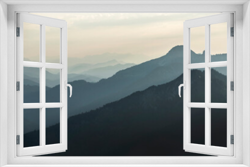 Fototapeta Naklejka Na Ścianę Okno 3D - Sunset mountain panorama view