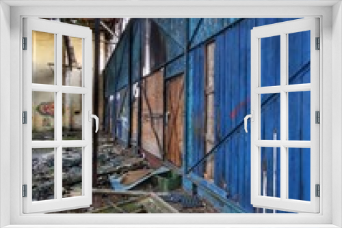 Fototapeta Naklejka Na Ścianę Okno 3D - Blaues Holz