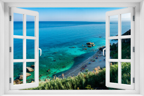 Fototapeta Naklejka Na Ścianę Okno 3D - Aerial view of Michelino beach in Parghelia, Calabria, Italy. Clear and transparent sea waters