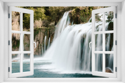 Fototapeta Naklejka Na Ścianę Okno 3D - Beautiful waterfall in Krka National Park Croatia