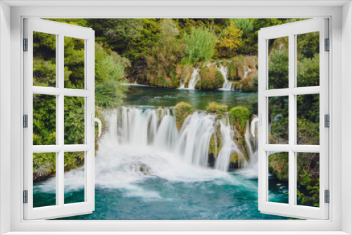 Fototapeta Naklejka Na Ścianę Okno 3D - Beautiful waterfall in Krka National Park Croatia