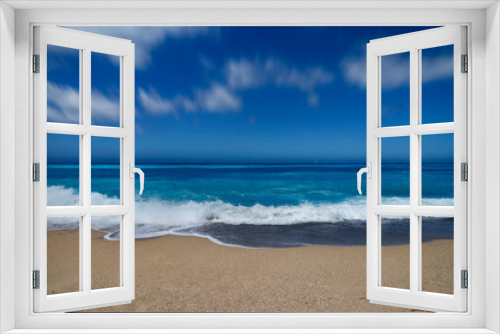 Fototapeta Naklejka Na Ścianę Okno 3D - Tropical  sand beach and blue sky, hot summer day