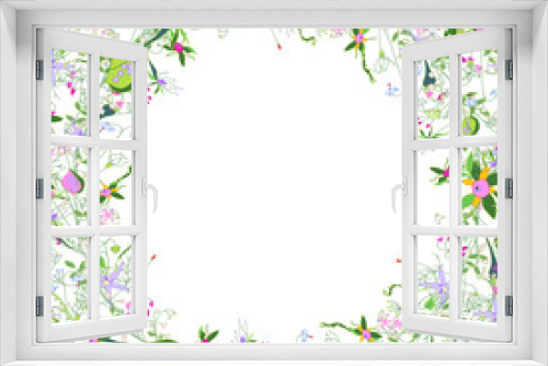 Fototapeta Naklejka Na Ścianę Okno 3D - Square greeting card with different floral elements for festive and season design