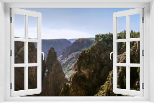 Fototapeta Naklejka Na Ścianę Okno 3D - Panorama view of rocky deepness of black canyon of gunnison national park at sunny day in amerika