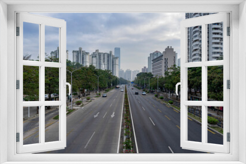 Fototapeta Naklejka Na Ścianę Okno 3D - Overlooking the center of Shenzhen