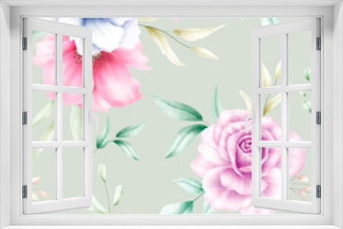 Fototapeta Naklejka Na Ścianę Okno 3D - Beautiful flower seamless pattern