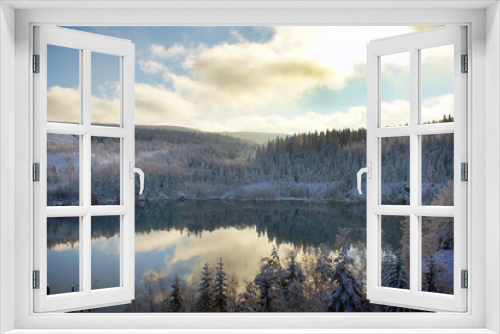 Fototapeta Naklejka Na Ścianę Okno 3D - nice winter landscape with lake