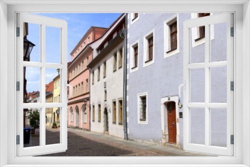 Fototapeta Naklejka Na Ścianę Okno 3D - Häuserzeile in der Schmiedstraße von Pirna
